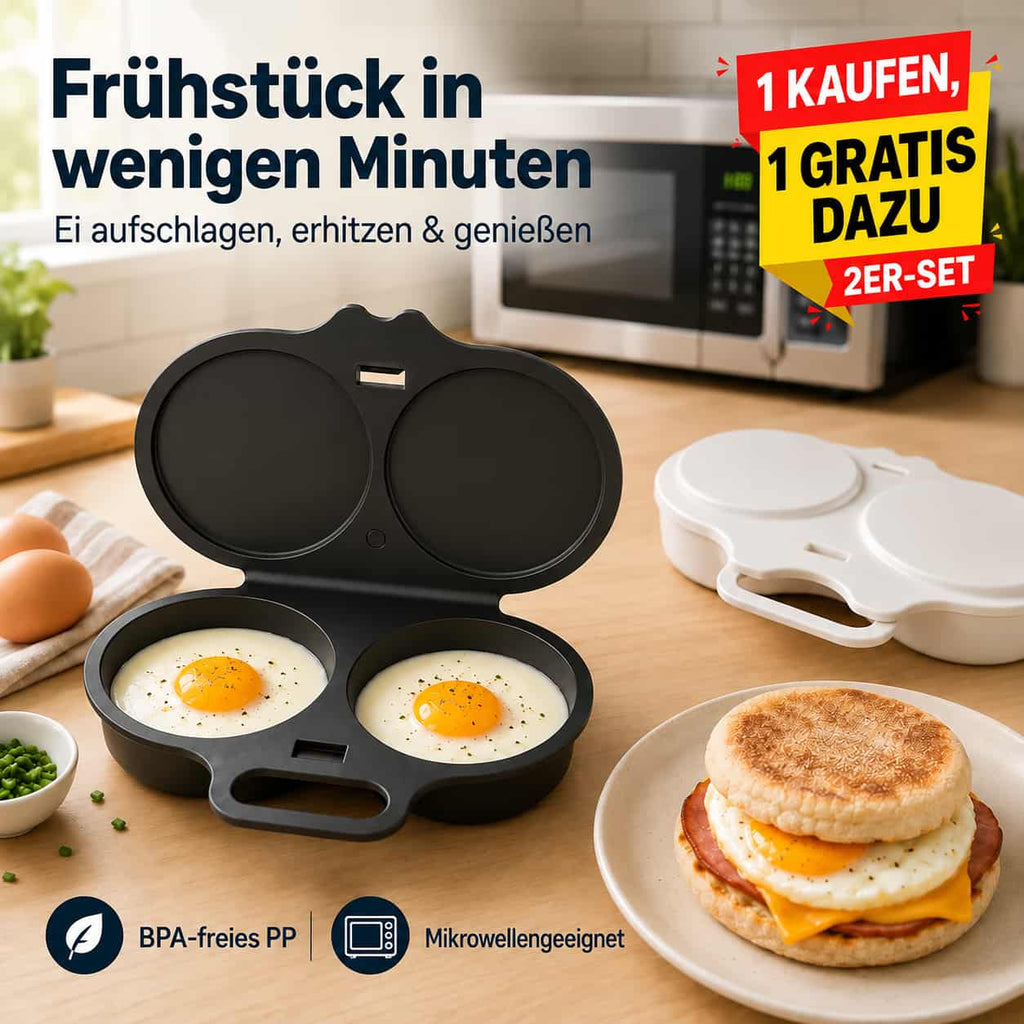 Frühstück leichter machen – Mikrowellen-Eierkocher für 2 Eier in 1 Minute
