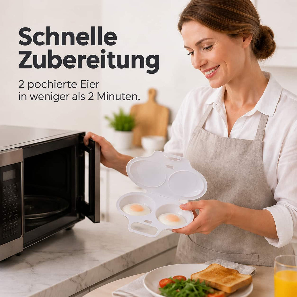 Frühstück leichter machen – Mikrowellen-Eierkocher für 2 Eier in 1 Minute