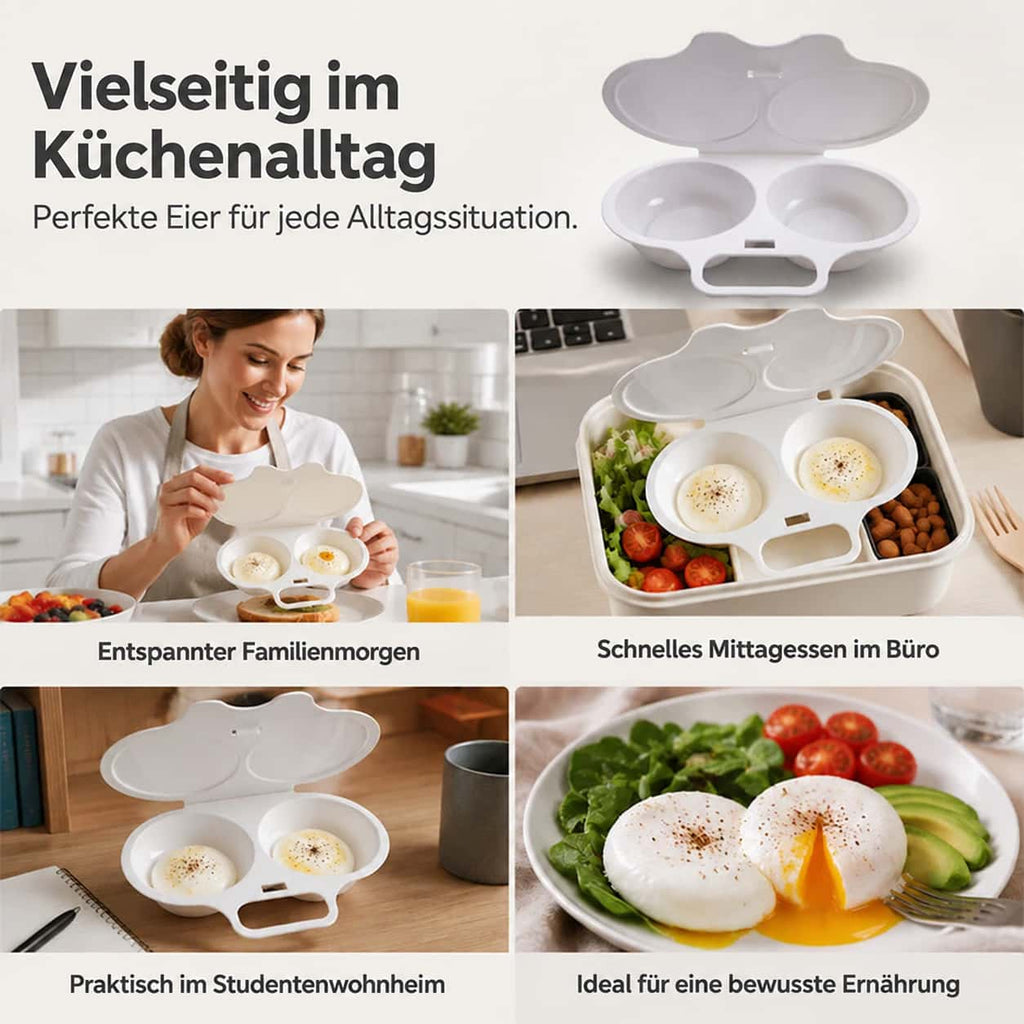 Frühstück leichter machen – Mikrowellen-Eierkocher für 2 Eier in 1 Minute