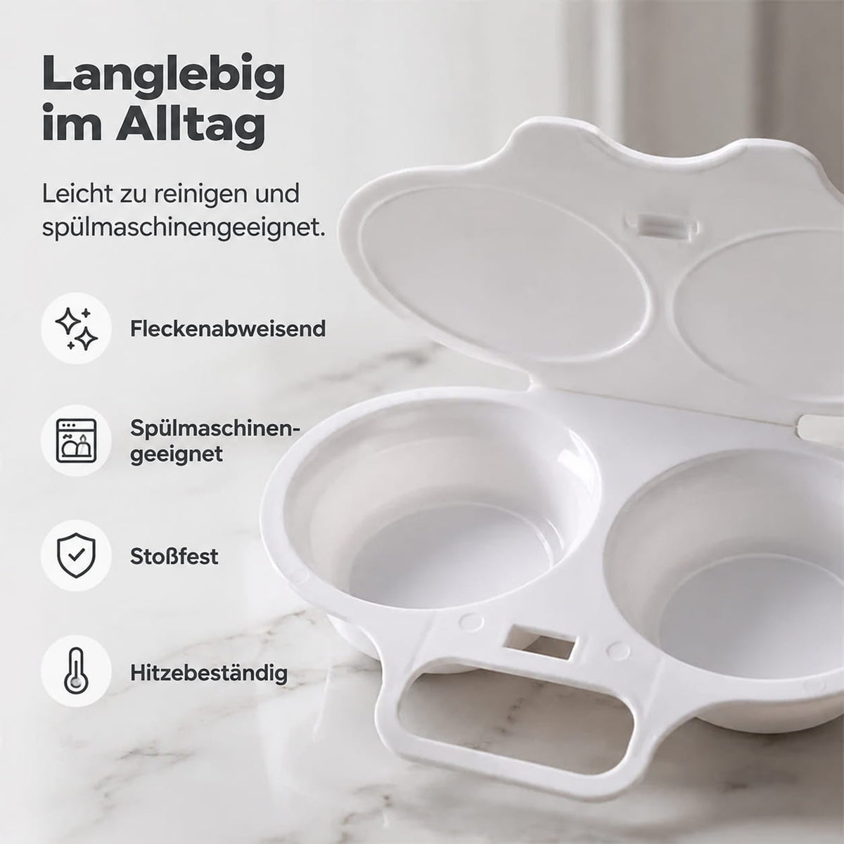 Frühstück leichter machen – Mikrowellen-Eierkocher für 2 Eier in 1 Minute
